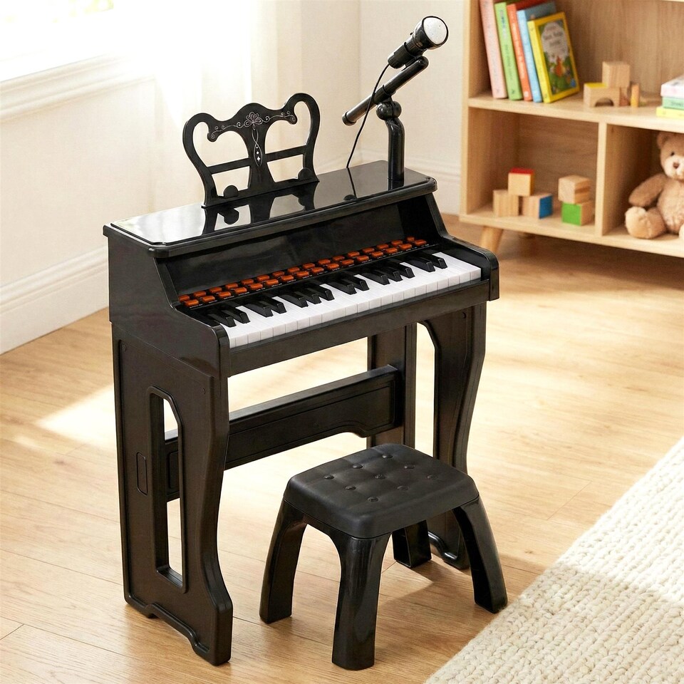 image 1 of The Magic Toy Shop The Grand Piano Kids Electronic Keyboard 37 Keys Microphone