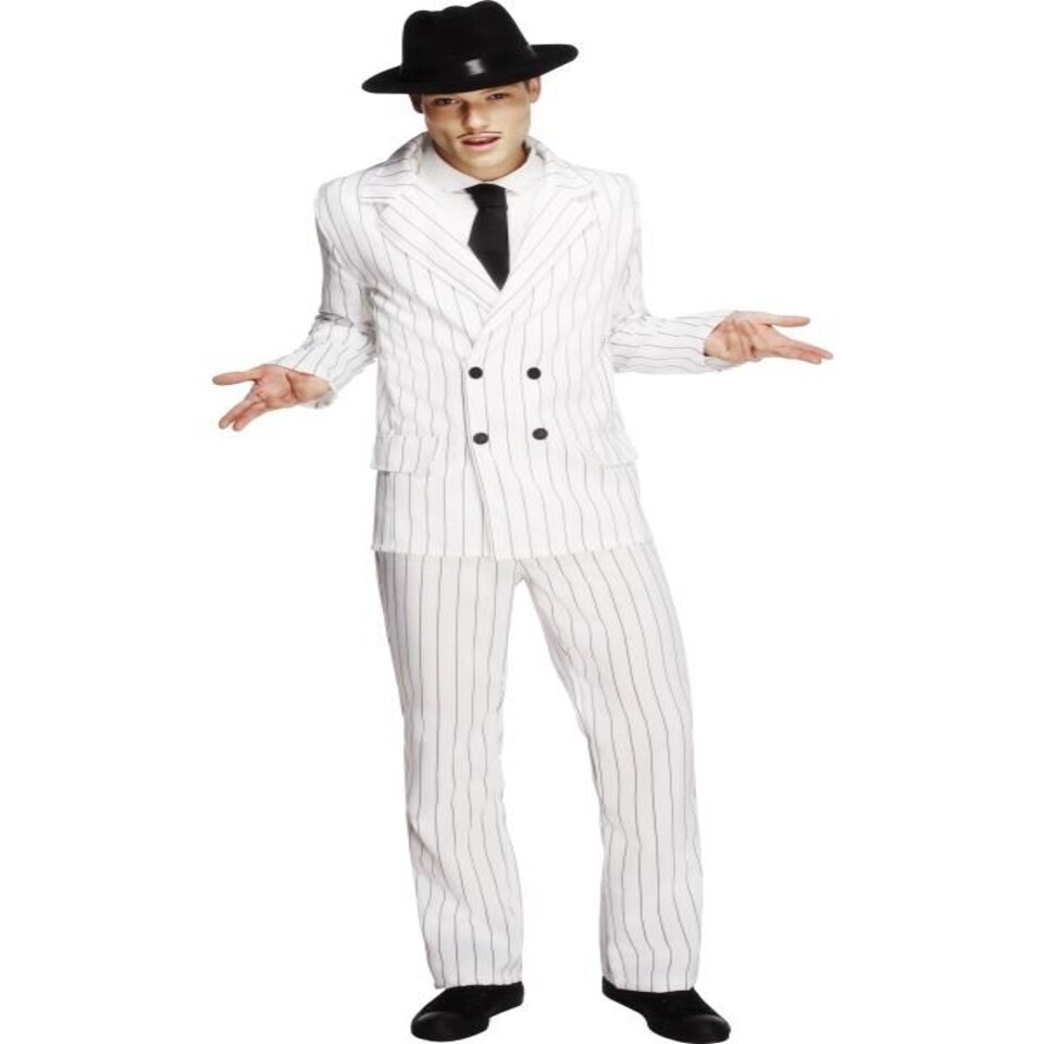 Fever Gangster Costume - White - Jacket - Trousers & Tie - 31079S S