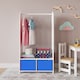 image 2 of Kids MDF Wooden Hanging Clothes Rail Wardrobe Storage Shelves with Inserts Mirror | Blue | Dark Blue