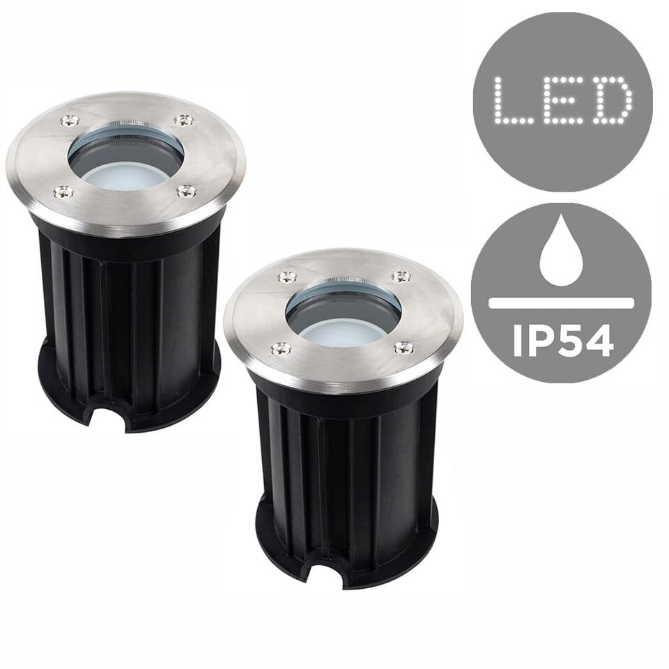 image 1 of ValueLights Sussex Pair Bushed Chrome IP54 Rated Outdoor Garden Walk Over Lights