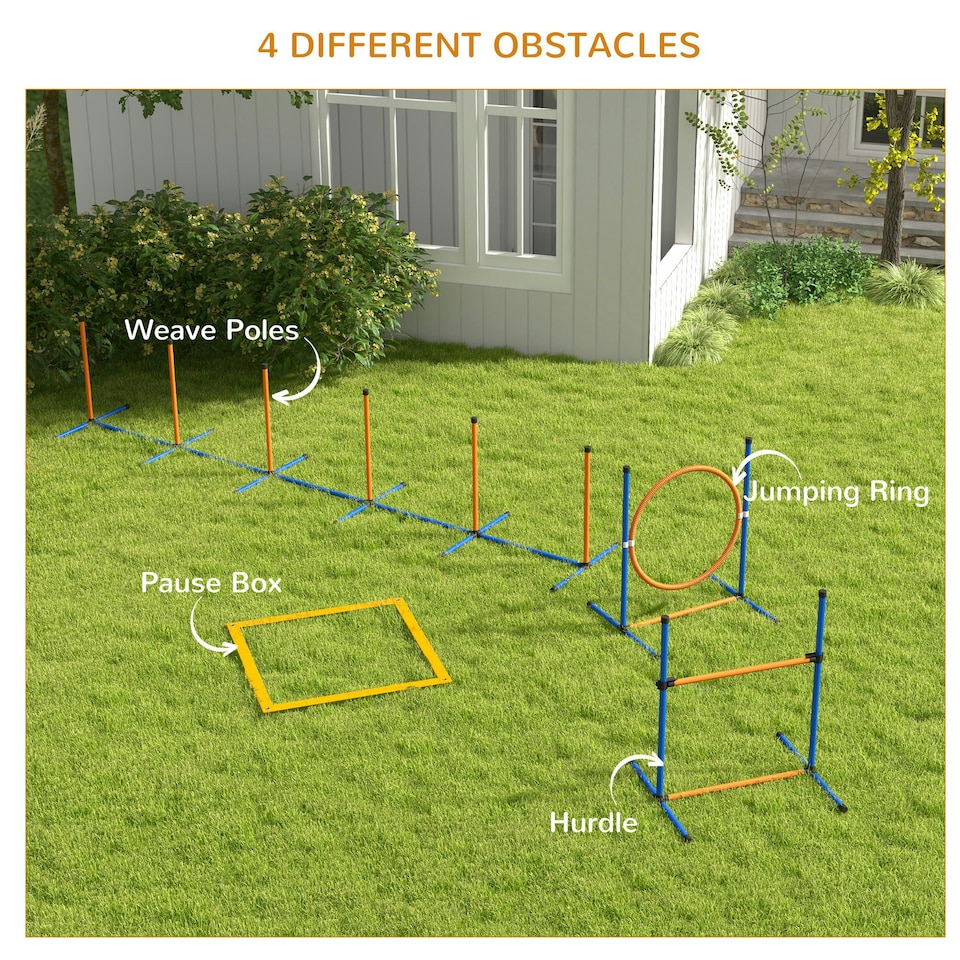 image 1 of PawHut 8 Piece Dog Agility Equipment Set, Outdoor Agility Kit for Pet, Orange