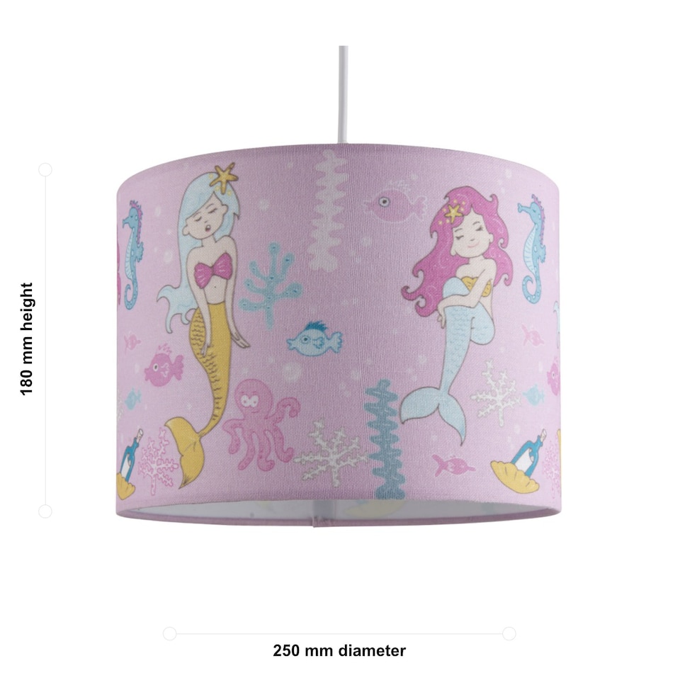 image 1 of Set of 2 Mermaid - Pink 25cm Easy Fit Pendant Fabric Shades