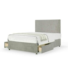 Seal Grey Naples Velvet 2 Drawer Divan Base and Valencia Headboard Small Double