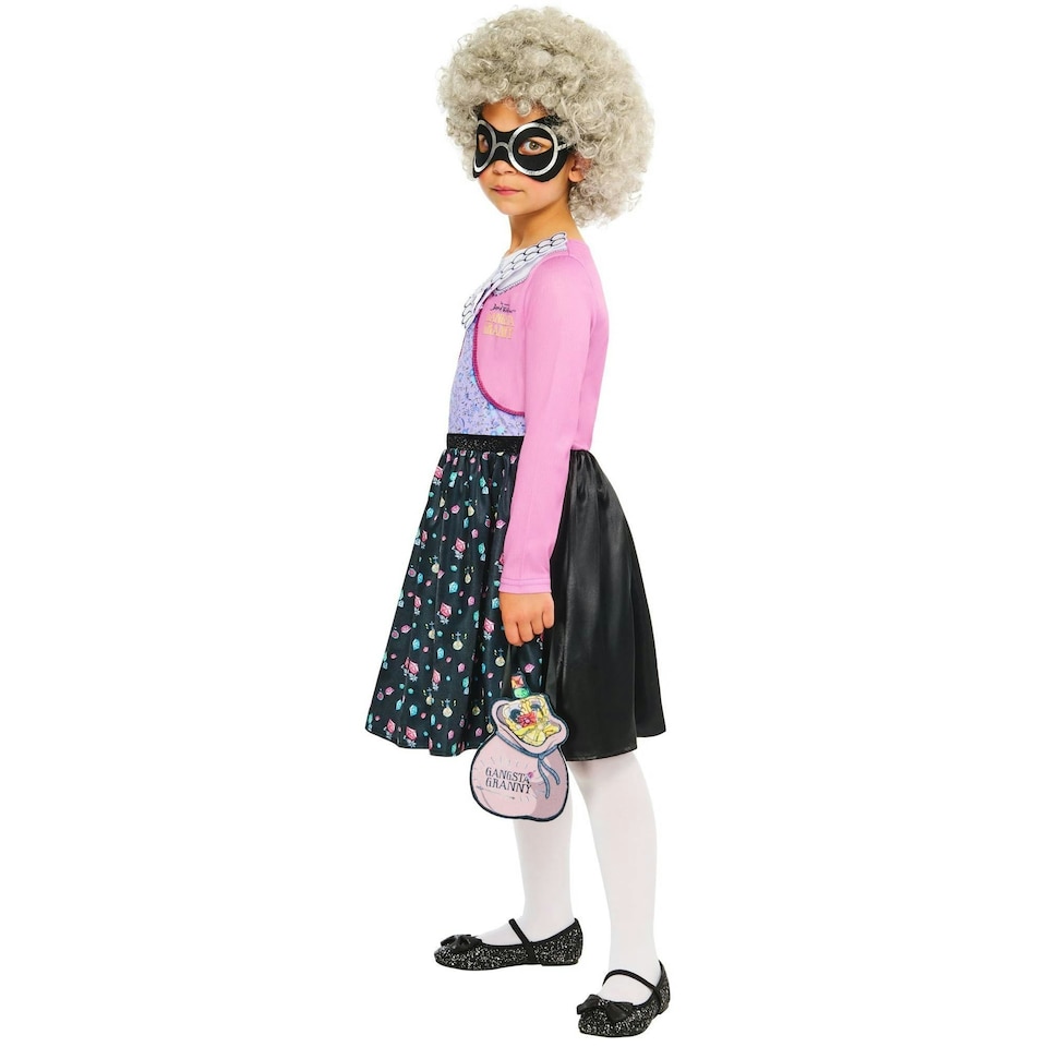 image 1 of Gangsta Granny Childrens/Kids Costume Set - Pink/Black - 9-10 Years 9-10 years