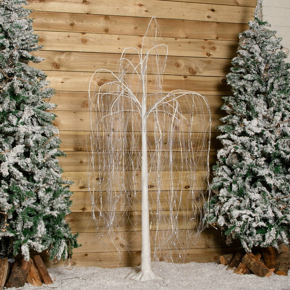 image 1 of 1.8m White Christmas Willow Tree with App, Remote Control and 240 RGB LEDs