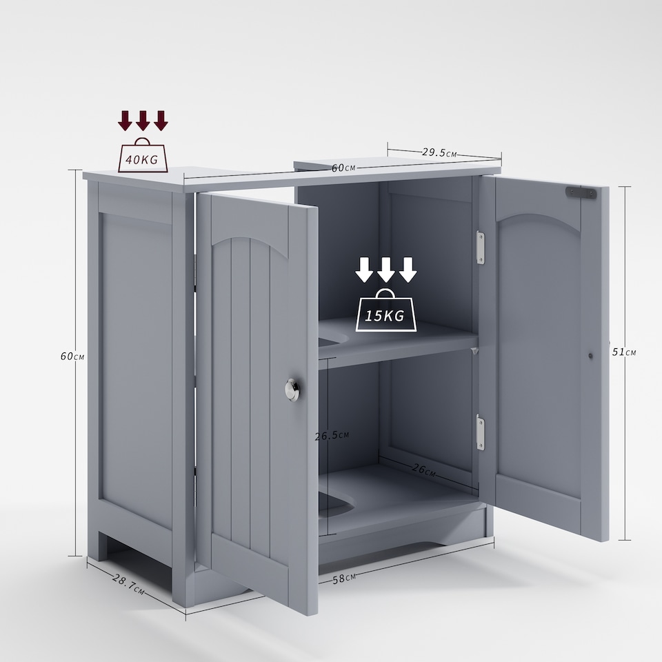 image 1 of MCC Direct Under Sink Bathroom Cabinet with Shelf Freestanding Storage Unit Colorado