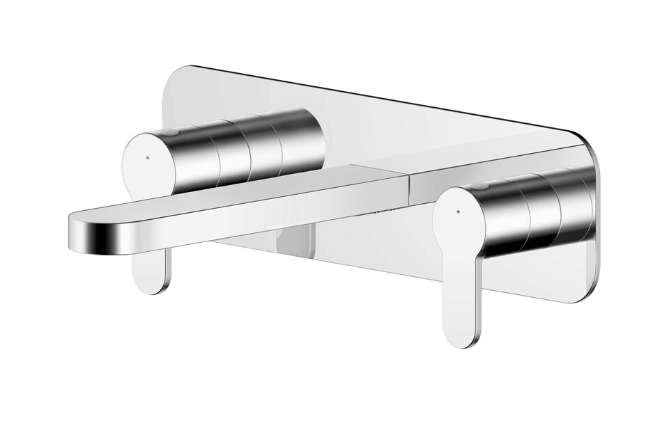 image 1 of Pride Round Wall Mount 3 Tap Hole Basin Mixer Tap & Back Plate, Chrome