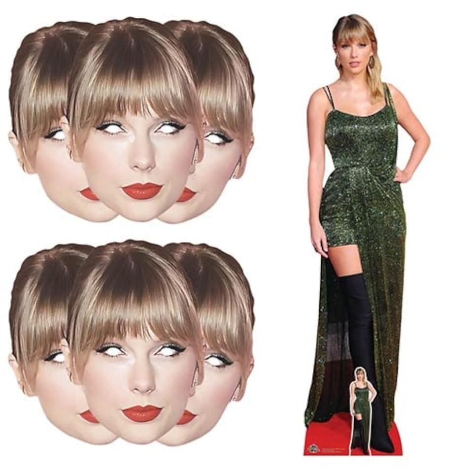 image 1 of Taylor Long Green Dress Lifesize Cardboard Cutout with 6 Taylor Cardboard Face Masks