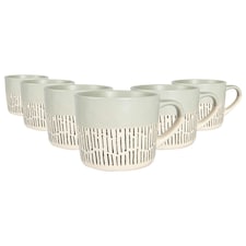 Nicola Spring Ceramic Dipped Dash Coffee Mugs - 475ml - Grey - Pack of 6 Grey