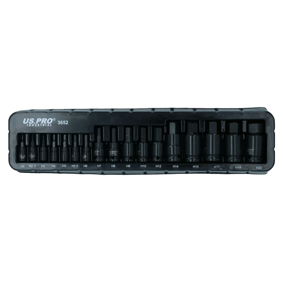 image 1 of Metric Impact Allen Hex Key Shallow Sockets 2mm - 22mm 17pc Mixed Drive