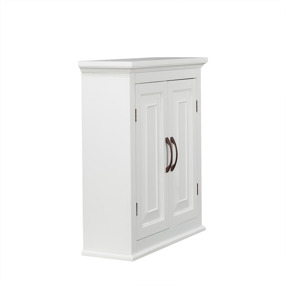 image 1 of Teamson Home Wall-Mounted Bathroom Cabinet with Adjustable Shelves, White/Bronze