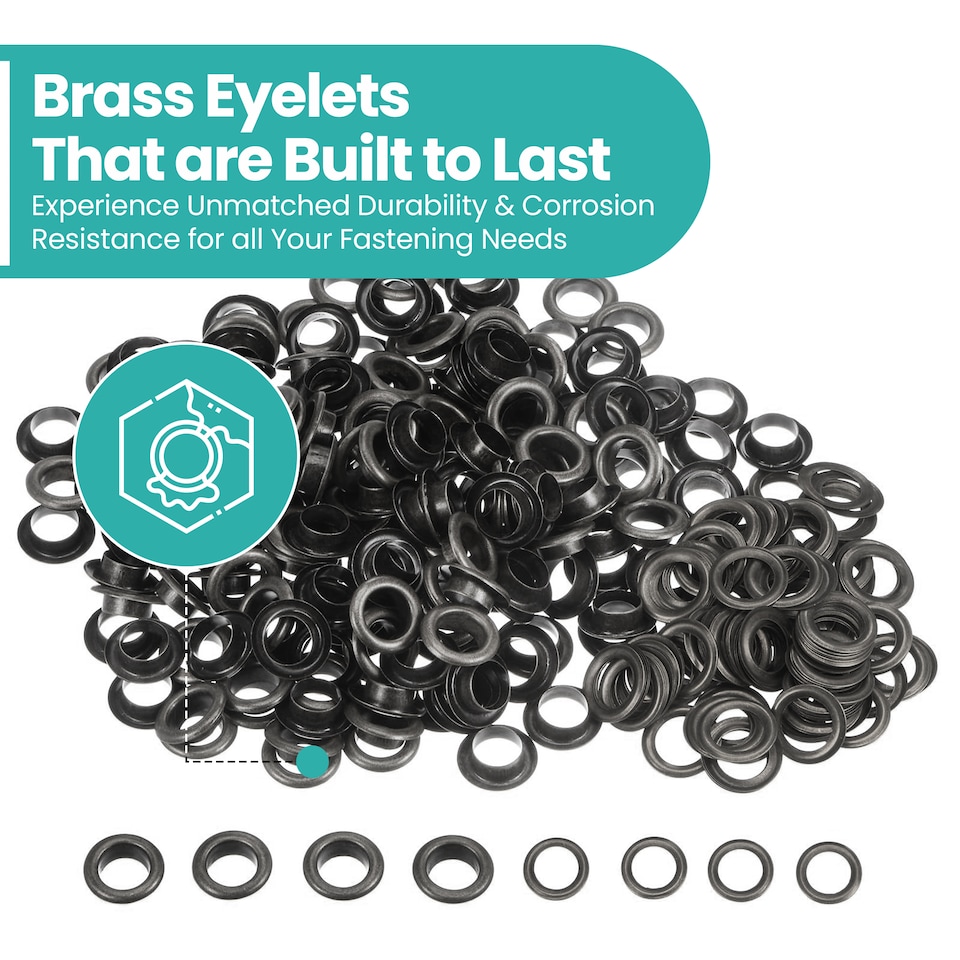image 1 of 17mm Brass Eyelets with Washers for Arts & DIY Projects - 50 Pcs