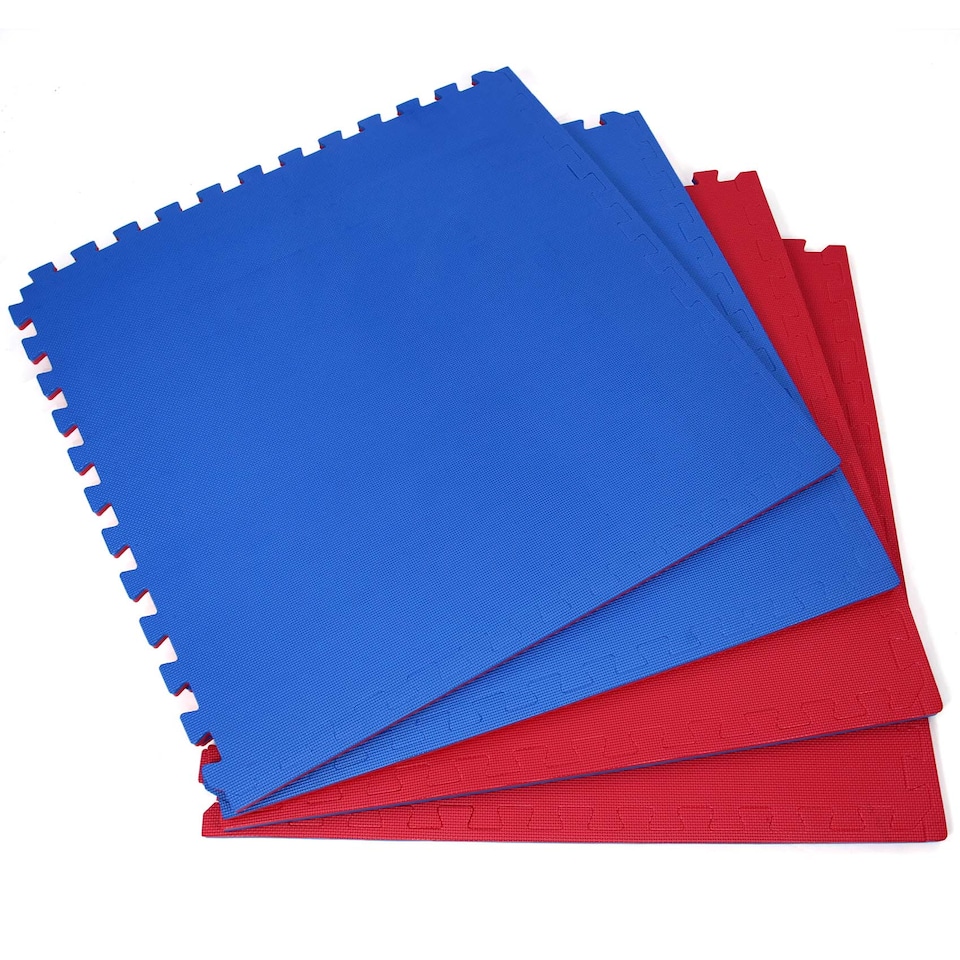 image 1 of Interlocking Foam Exercise Mat – Red/Blue Reversible – 1m x 1m – 20mm Thickness