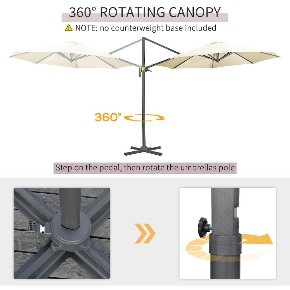 image 1 of Outsunny 3 x 3(m) Cantilever Parasol Garden Umbrella with Base White