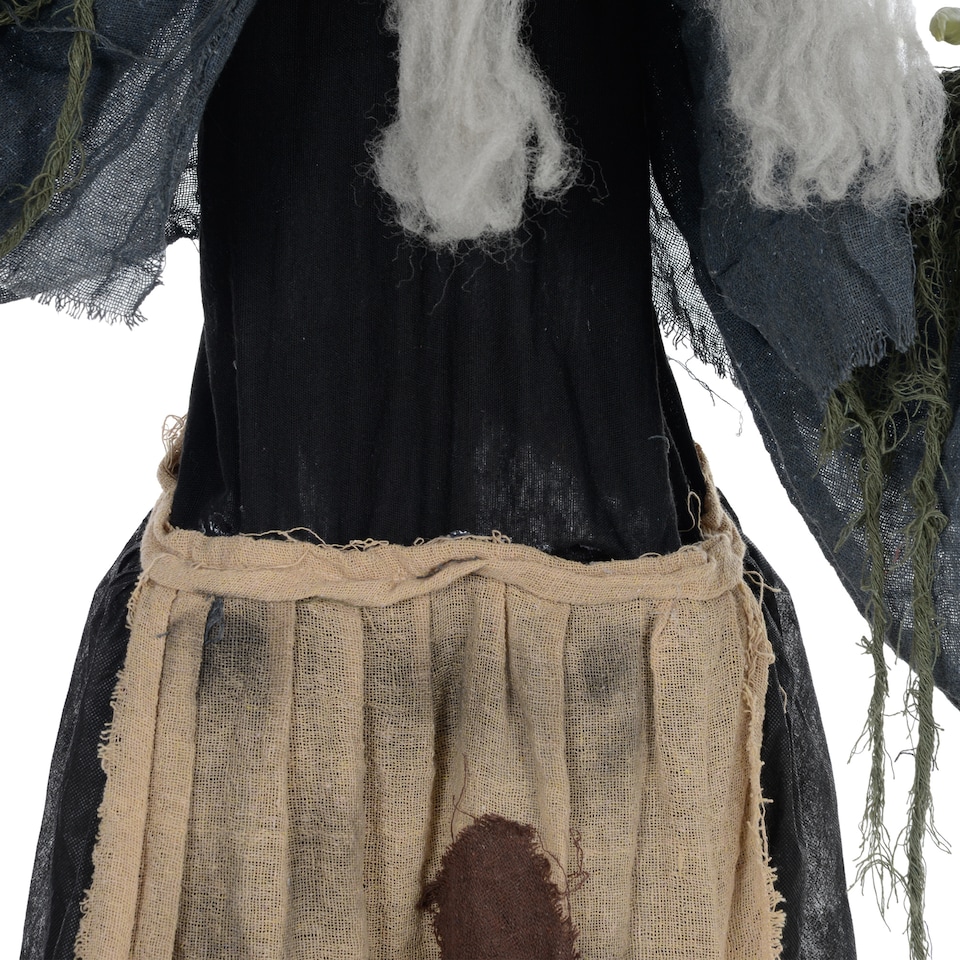 image 1 of HOMCOM 160cm 63 Witch Outdoor Halloween Decoration, Halloween Animatronic with Sound Activated, Light Up Eyes, Sound Effects, Animated Prop for Haunted House