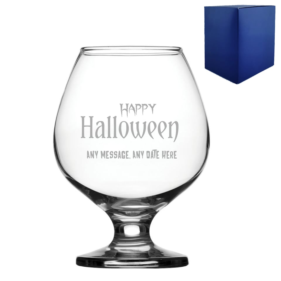 image 1 of Personalised Engraved Happy Halloween Bistro Brandy Glass