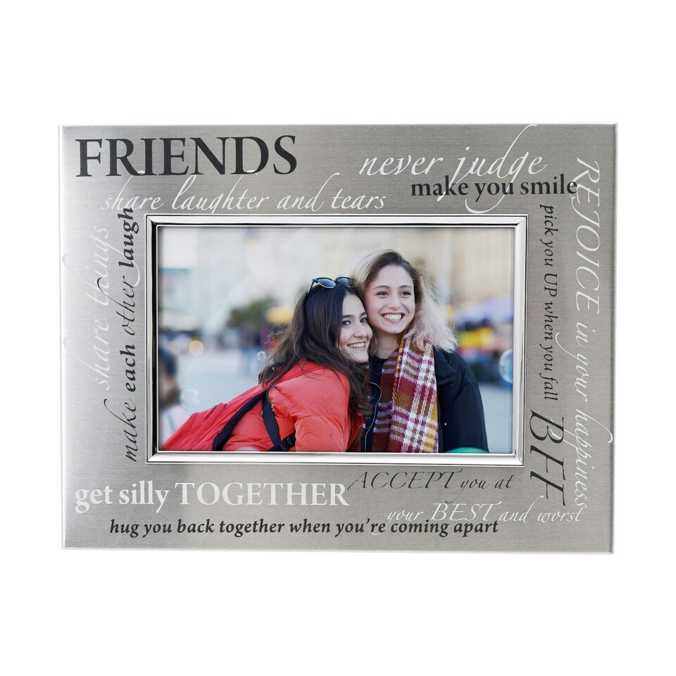 image 1 of Modern Collage Friends Themed Picture Frame in Brushed Silver Finish Silver | One Size