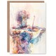 image 1 of Violinist Playing Violin Music Pastel Watercolour Birthday Card