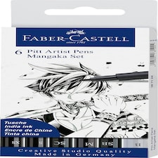 Pitt Artist Pen Manga - Wallet of 6 - Black - Faber-Castell - FC167124