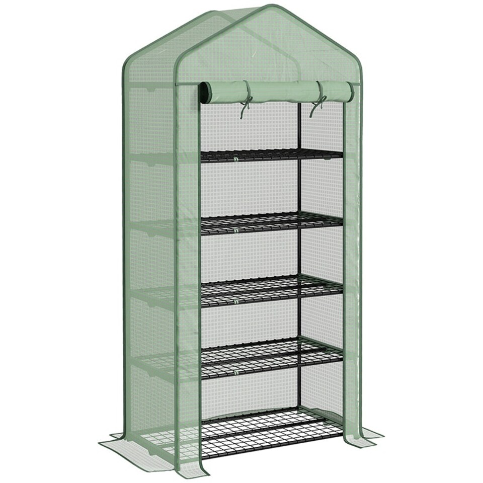 image 1 of Outsunny Widened Mini Greenhouse 5 Tier Green House, 193H x 90W x 49Dcm, Green