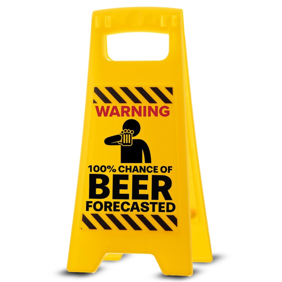 image 1 of 100 Chance of Beer Forecasted Warning Sign - Novelty Gift Idea for Men, Funny Present for Dad, Home Bar Accessories
