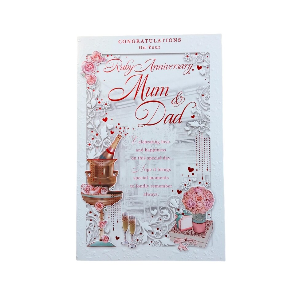 image 1 of Mum and Dad Ruby Anniversary Congratulations Opacity Card
