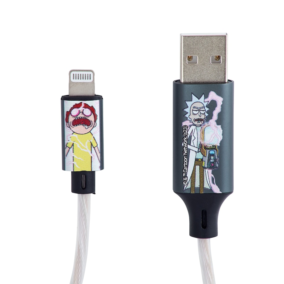 image 1 of Lazerbuilt Rick & Morty Flowing LED Lightning Charging Cable