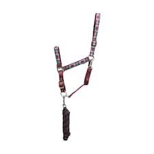 Hy Woven Horse Headcollar and Leadrope - Aqua/Fig - Pony