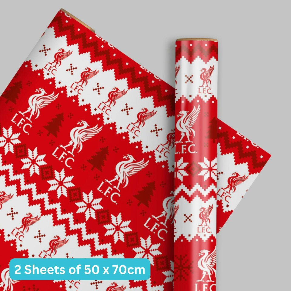 image 1 of Liverpool FC Christmas 2 Sheets & 2 Tags Gift Wrap