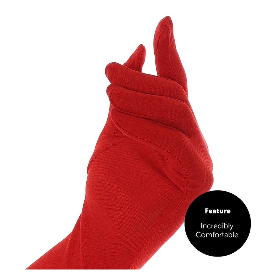 image 1 of Long Red Spandex Gloves | Red | 3