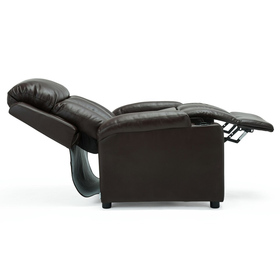 image 1 of Studio Bonded Leather Recliner w Drink Holders Sofa Chair (Brown)