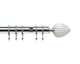image 1 of 25-28mm Realm End Satin Silver Metal Curtain Pole Set 170 - 300cm | Silver | Silver