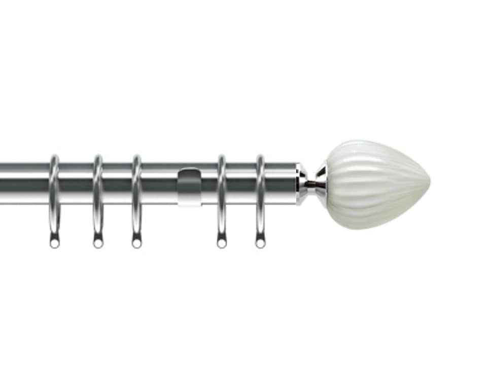 image 1 of 25-28mm Realm End Satin Silver Metal Curtain Pole Set 170 - 300cm | Silver | Silver