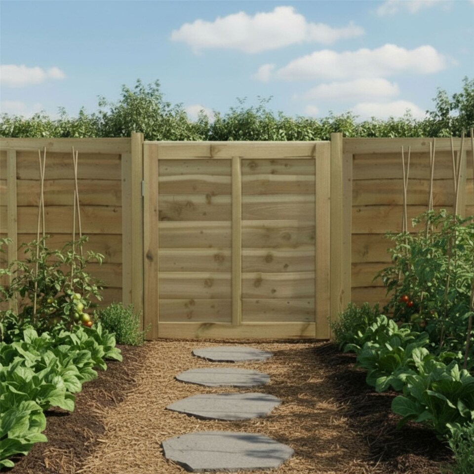 image 1 of Waney Lap Garden Gate 3ft x 3ft Treated Wooden Affordable Pedestrian Side Door