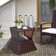 image 2 of Outsunny Rattan Outdoor Coffee Table, Wicker Garden Patio Bistro Side Table with Umbrella Hole and Storage Space for Balcony, Porch, Brown