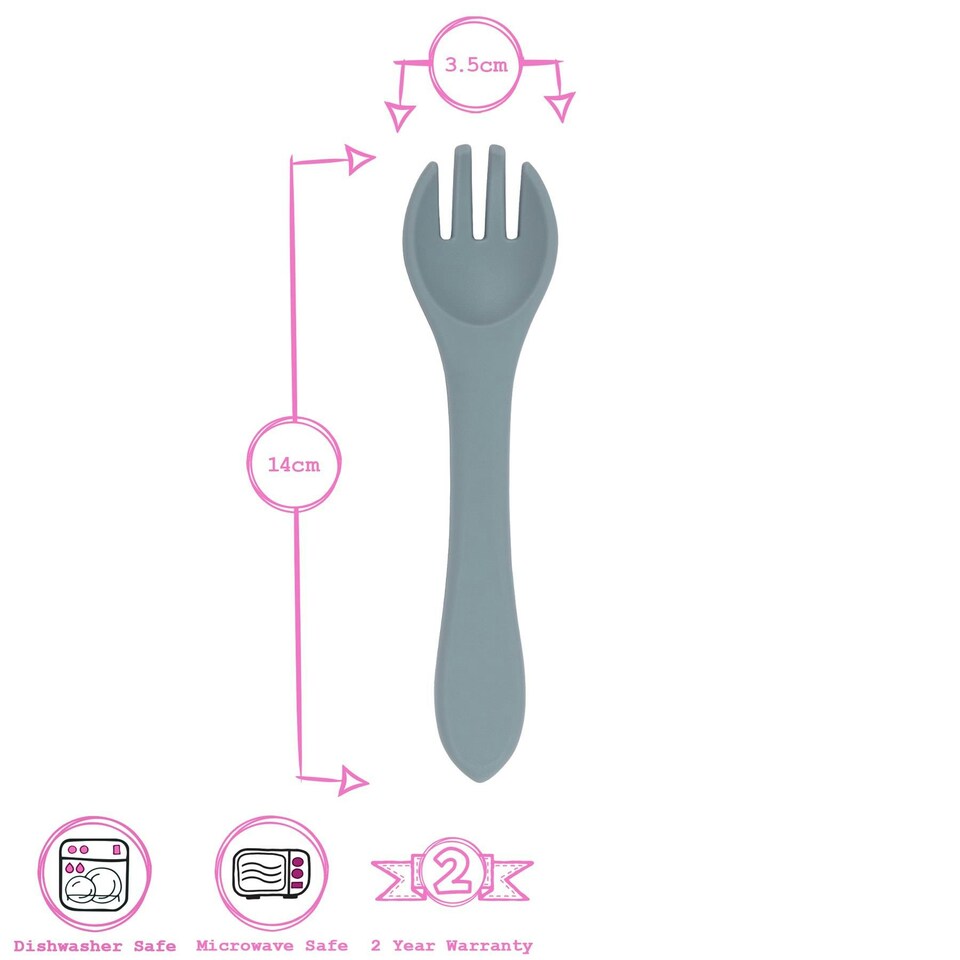 image 1 of Tiny Dining Baby Silicone Weaning Fork - Tradewinds Grey