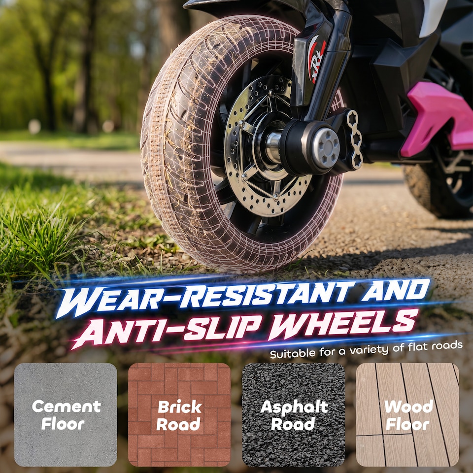 image 1 of HOMCOM Kids Electric Motorcycle with 3 Wheels, Headlight, Music, Horn, Pink