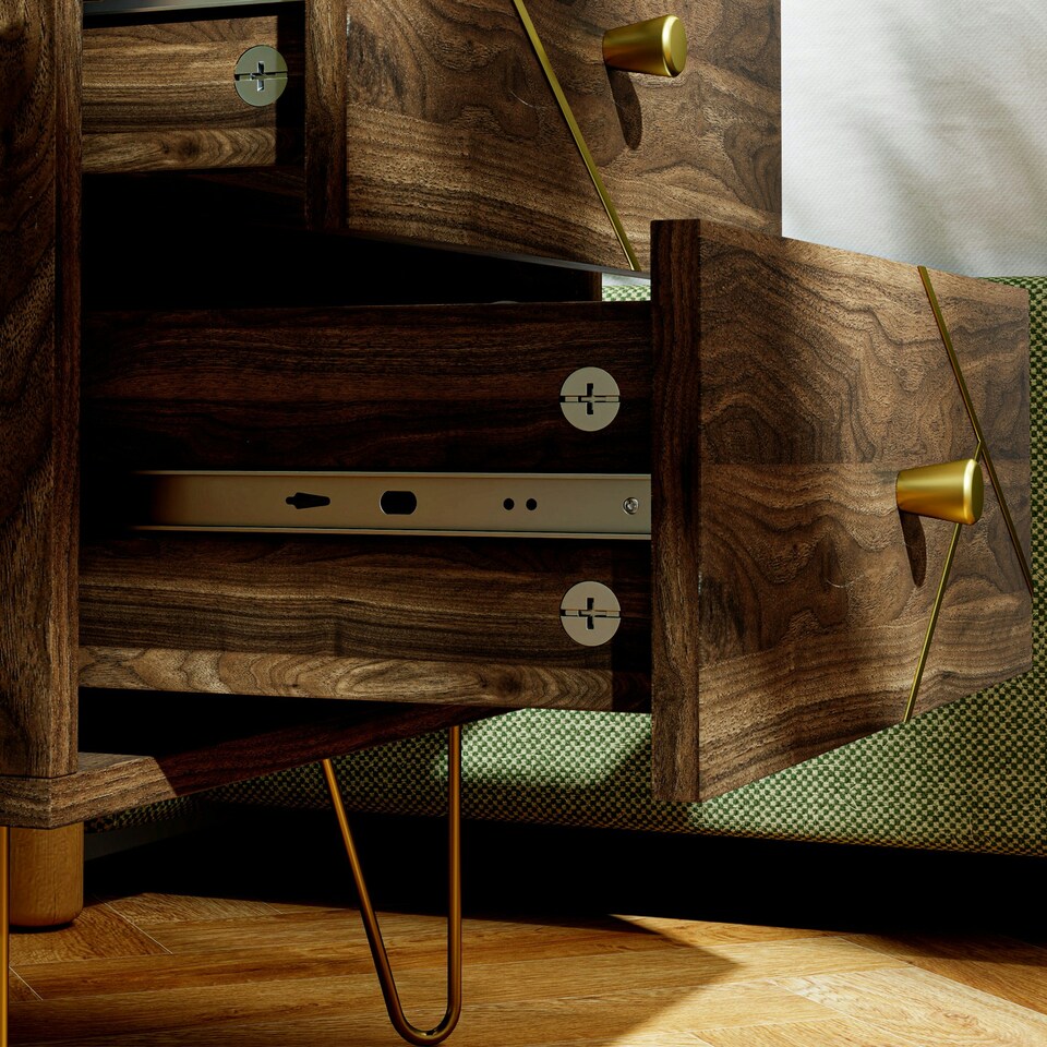image 1 of HOMCOM Bedside Tables Set of 2, Modern Side Table Set with 2 Drawers, Brown