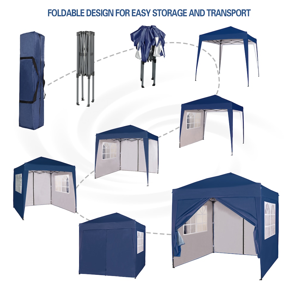 image 1 of MCC Direct 2X2 Pop up Blue Gazebo with Sides | Brown | Blue
