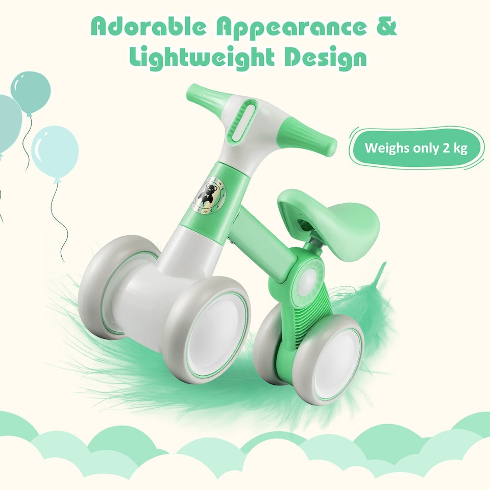 image 1 of COSTWAY Cute Baby Balance Bike Childrens Bicycle Green