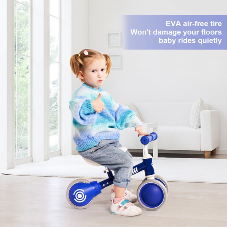 image 1 of AyeKu Baby Toddler Balance Bike Silent Wheels Adjustable Seat, 1-3 Years, Blue | Blue