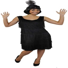 Ladies Black Flapper Dress Black | XS