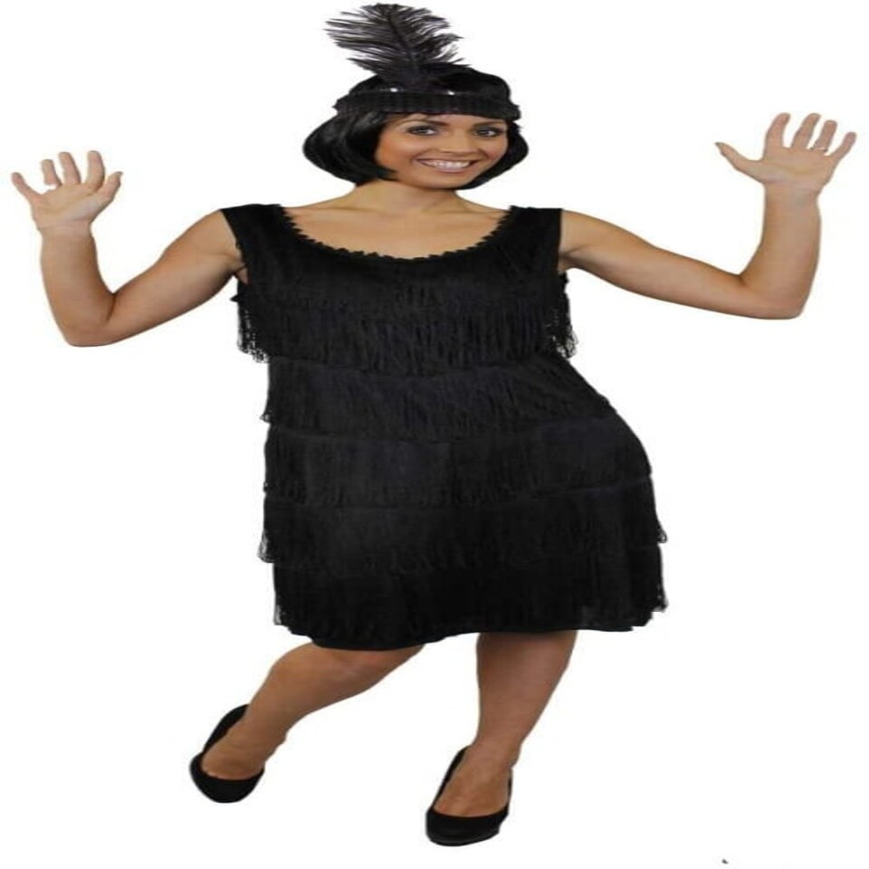 image 1 of Ladies Black Flapper Dress Black | XS