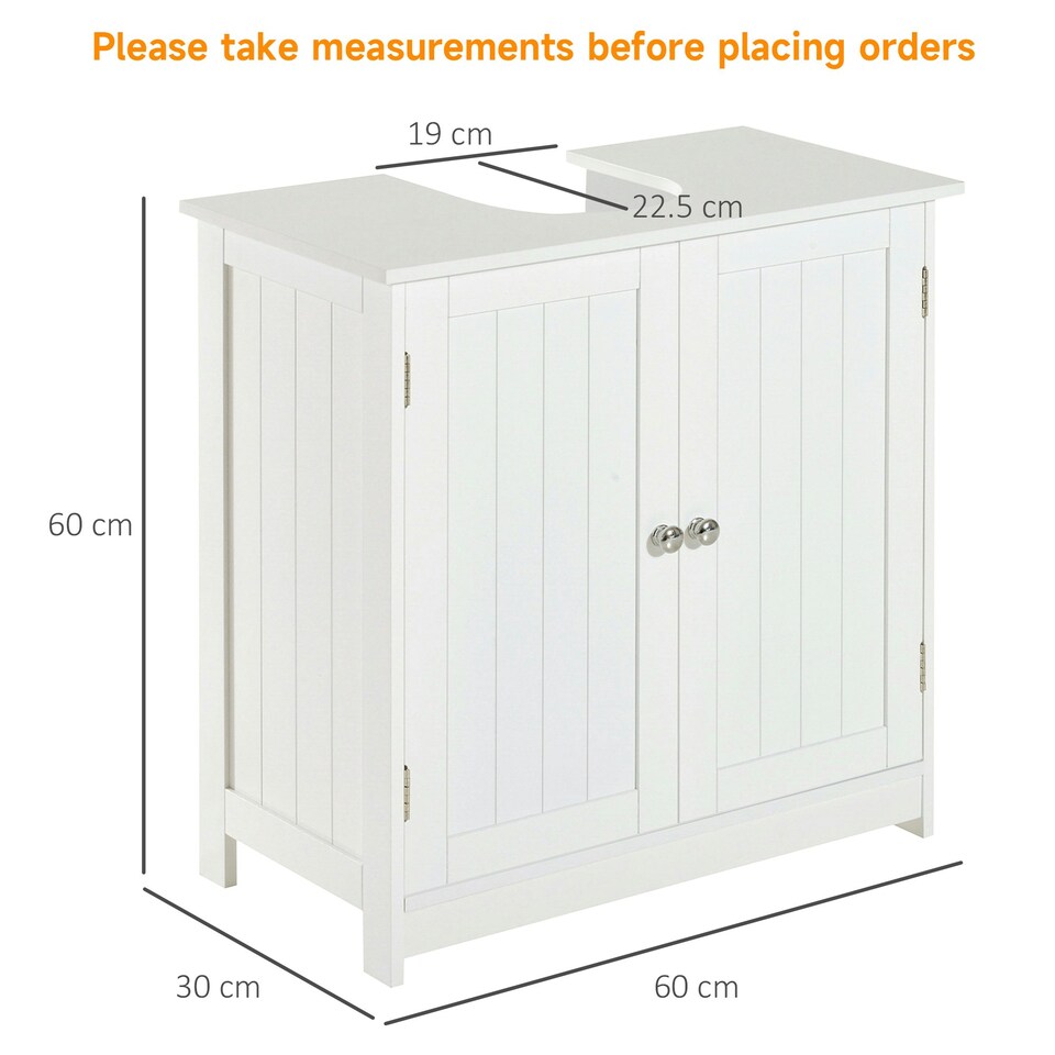 image 1 of HOMCOM Basin Sink Vanity Cabinet Toilet Bathroom Shelf Door Storage Wooden 