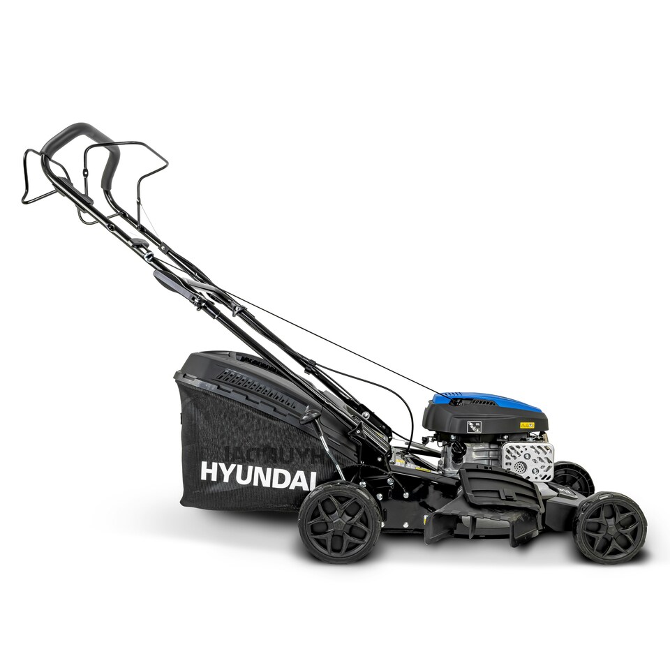 image 1 of Hyundai 18" / 46cm Black Edition Self-Propelled Petrol Lawnmower, 150cc, 4-in-1 Mulch, 50L Collect, Rear and Side Discharge | HYM18150SP