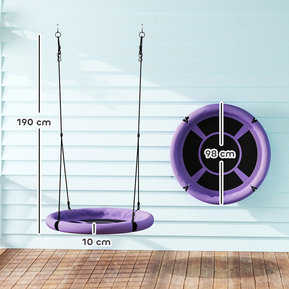 image 1 of AIYAPLAY Nest Swing Set, 100 cm Saucer Tree Swing Set for Kids, Purple