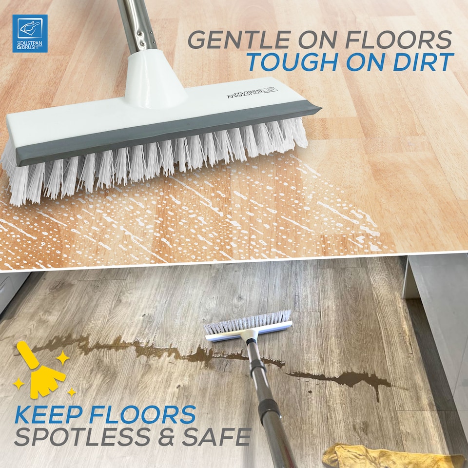 image 1 of Floor Squeegee Brush Long Handled for Indoor or Outdoor Tile and Wood Surfaces