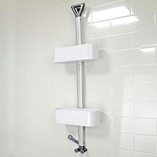 Showerdrape Elements White 2 Tier Basket Hanging Shower Caddy