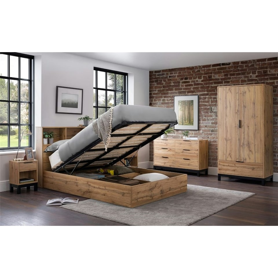 image 1 of Natural Oak Ottoman Storage Bed - Single 3ft (90cm)
