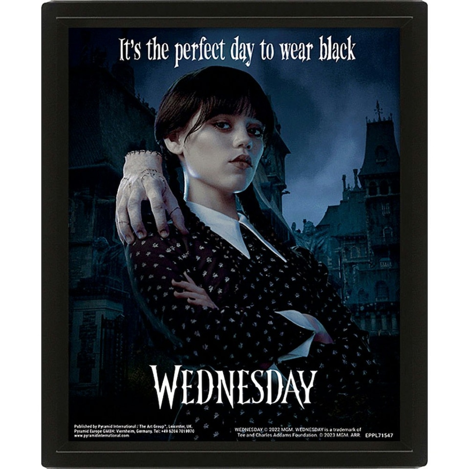 image 1 of Wednesday 3D Framed Poster - Black/White - One Size